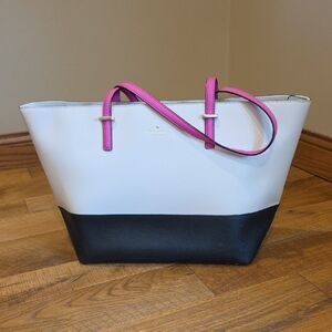 kate spade Colorblock Tote in White, Black & Pink Straps
